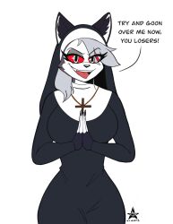 bad_tag hellaverse helluva_boss looking_at_viewer loona_(helluva_boss) ncmentis nun talking_to_the_viewer