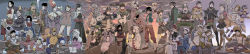 absurdres alcohol archer_(fft) arithmetician_(fft) armor bard_(fft) beer black_hair black_mage black_mage_(fft) black_mage_(final_fantasy) breasts brown_hair chemist_(fft) cigarette dancer_(fft) dark_knight_(fft) dragoon_(fft) dress everyone final_fantasy final_fantasy_tactics geomancer_(fft) hat hayakawa_pao highres knight_(fft) long_image mime_(fft) monk_(fft) multiple_boys multiple_girls mystic_(fft) ninja_(fft) onion_knight_(fft) orator_(fft) samurai_(fft) smile squire_(fft) summoner_(fft) thief_(fft) time_mage time_mage_(fft) weapon white_mage white_mage_(fft) white_mage_(final_fantasy) wide_image
