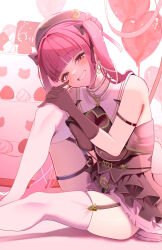 Rule 34 | 1girl, absurdres, balloon, black dress, black gloves, blunt bangs, breasts, cake, commentary request, dress, earrings, food, frilled dress, frills, garter straps, gloves, grin, hair ribbon, hands on own knees, head tilt, heart balloon, heterochromia, highres, hinoki kahun0, hololive, houshou marine, houshou marine (ahoy!! you&#039;re all pirates), jewelry, knees up, large breasts, long hair, looking at viewer, o-ring, o-ring thigh strap, official alternate costume, official alternate hairstyle, red eyes, red hair, ribbon, short dress, sitting, smile, solo, thigh strap, twintails, very long hair, virtual youtuber, white ribbon, yellow eyes