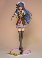 00s figure hat nerine photo_(medium) purple_hair school_uniform serafuku shuffle! solo thighhighs white_hat