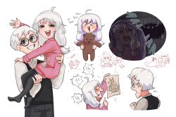 1boy 1girl anton_petrov brother_and_sister carrying child child&#039;s_drawing crying drawing drawing_(object) glasses happy holding holding_drawing holding_paper induk13 md5_mismatch olya_petrova paper princess_carry resolution_mismatch scared screaming siblings smile source_larger stuffed_animal stuffed_toy teddy_bear tiny_bunny tiny_bunny_(horror_visual_novel) window