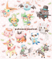Rule 34 | blitzle, commentary request, crown, deerling, deerling (spring), gen 5 pokemon, glasses, hat, legendary pokemon, microphone, minccino, mugita konomi, munna, mythical pokemon, nintendo, no humans, oshawott, pidove, pokemon, pokemon (creature), scarf, sewaddle, snivy, starter pokemon trio, sunglasses, tepig, tiara, top hat, victini, woobat, zorua
