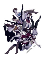 Rule 34 | 6+girls, ada wong, ashley graham, black hair, blonde hair, boots, breasts, claire redfield, helena harper, high heel boots, high heels, jill valentine, multiple girls, rebecca chambers, resident evil, resident evil 0, resident evil 2, resident evil 3: nemesis, resident evil 4, resident evil 5, resident evil 6, rotte (nuuum), sherry birkin, sheva alomar, shoes, weapon