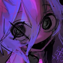 74r0l9 :d @_@ autooohyo crazy crazy_eyes crazy_smile highres looking_at_viewer open_mouth original purple_hair smile tic-tac-toe x_x