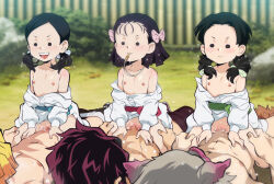 3boys 3girls :d abs agatsuma_zenitsu age_difference pussy bare_shoulders black_hair blonde_hair blush braid breasts censored closed_mouth cowgirl_position cum cum_in_pussy cum_overflow day fence flat_chest girl_on_top grass group_sex hand_on_another&#039;s_thigh happy_sex hashibira_inosuke hetero japanese_clothes jcm2 kamado_tanjirou kimetsu_no_yaiba kimono loli medium_hair mosaic_censoring multicolored_hair multiple_boys multiple_girls muscular muscular_male nakahara_sumi navel nipples open_clothes open_kimono open_mouth orgy outdoors penis pig_mask pussy pussy_juice red_hair sex siblings sisters sitting sitting_on_person small_breasts smile spread_legs straddling sweat takada_naho teenage_boy_and_younger_girl teeth terauchi_kiyo thigh_grab training twin_braids twintails two-tone_hair upper_teeth_only vaginal