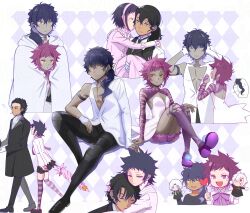 Rule 34 | 1other, 6+boys, 6+girls, allen walker, arm ribbon, armlet, black armlet, black boots, black coat, black hair, black necktie, black order uniform, black pants, black shirt, black shoes, black skirt, black suit, black vest, body markings, boots, bow, breasts, carrying, carrying person, checkered background, cleavage, cloak, closed eyes, coat, colored skin, creature, d.gray-man, daraku (daraku39), dark-skinned male, dark skin, doll, dress, dress shirt, ear piercing, facial mark, forehead mark, formal clothes, frilled dress, frilled shorts, frills, gloves, grey skin, hair between eyes, hair over shoulder, hair slicked back, hairband, hand on another&#039;s head, hand on another&#039;s shoulder, hand on own ear, hand puppet, head on another&#039;s chest, heart, highres, holding, holding heart, holding umbrella, hood, hood down, hooded cloak, hug, jewelry, kiss, kissing cheek, legs, lero, long hair, looking ahead, looking at another, low ponytail, mature male, messy hair, miniskirt, mole, mole under eye, multiple boys, multiple girls, multiple persona, neckerchief, necktie, noah (d.gray-man), open mouth, pants, pectoral cleavage, pectorals, piercing, pink dress, pink hairband, pink umbrella, pleated skirt, ponytail, princess carry, pumpkin, puppet, purple background, purple bow, purple eyes, purple hair, purple nails, purple ribbon, purple shoes, purple shorts, purple thighhighs, ribbon, road kamelot, scar, scar on face, shirt, shoes, short dress, short hair, shorts, shoulder ribbon, sidelocks, single sleeve, sitting, skirt, sleeves past wrists, small breasts, smile, smoke, smoking, speech bubble, spiked hair, star (symbol), star facial mark, strapless, strapless dress, striped clothes, striped coat, striped dress, striped thighhighs, suit, talking, thighhighs, thighs, thought bubble, torn clothes, torn thighhighs, two-tone background, tyki mikk, umbrella, vertical-striped clothes, vertical-striped coat, vertical-striped dress, vest, white background, white cloak, white dress, white gloves, white hair, white neckerchief, white shirt, white wrist cuffs, wrist cuffs, yellow eyes