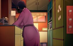 1girl ass black_hair blush boruto:_naruto_next_generations breasts female_focus highres hokage&#039;s_adopted_son huge_breasts hyuuga_hinata kimkun0162 looking_at_viewer mature_female medium_hair naruto_(series) solo solo_focus