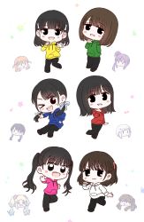Rule 34 | &gt; &lt;, 6+girls, :3, :d, ;d, absurdres, animification, black eyes, black hair, black pants, blonde hair, blue hair, blue hoodie, blush, brown hair, cerise bouquet, chibi, chibi inset, chibi only, closed mouth, commentary request, diagonal bangs, dollchestra, finger gun, flipped hair, flower, fujishima megumi, gradient hair, green hoodie, hair bun, hair flower, hair ornament, hair ribbon, hanamiya nina, highres, hinoshita kaho, hood, hoodie, kan kanna, link! like! love live!, long hair, looking at viewer, love live!, low twintails, medium hair, mira-cra park!, mole, mole under eye, multicolored hair, multiple girls, murano sayaka, nirei nozomi, nonaka kokona, one eye closed, open hand, open mouth, orange hair, osawa rurino, otomune kozue, outstretched arm, pants, pink flower, pink hoodie, purple hair, rabbit hair ornament, real life, red hair, red hoodie, ribbon, sasaki kotoko, seeno de! hasu no sora!, short hair, side ponytail, simple background, single side bun, smile, solid oval eyes, standing, standing on one leg, star (symbol), star hair ornament, streaked hair, teeth, tsukine kona, twintails, two side up, upper teeth only, v-shaped eyebrows, virtual youtuber, voice actor, voice actor connection, watage modoki, white background, white hair, white hoodie, xd, yellow hoodie, yugiri tsuzuri