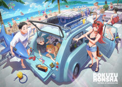 3skm_(nijisanji) 6+boys 6+girls :d absurdres ahoge air_pump all_fours alternate_costume amamiya_kokoro amamiya_kokoro_(7th_costume) animal animal_on_head applying_sunscreen artist_name bag ball bare_arms bare_legs bare_shoulders beach beach_umbrella beach_volleyball belt bikini bikini_under_shorts black-framed_eyewear black_bikini black_dog black_hair black_jacket black_sandals blue_shorts blue_sky breasts candy car child cleavage closed_mouth clothes_writing cloud commentary_request crocs daikagami_(kagami_hayato) day debidebi_debiru denim denim_shorts dokuzuhonsha dola_(nijisanji) dragon_girl dragon_horns dragon_tail dress earrings elu_(nijisanji) ex_albio eyewear_on_head family flower food fura_kanato furen_e_lustario gold_earrings gonzalez_(machita_chima) green_eyes grey_eyes grey_hair group_name hair_flower hair_ornament hairclip hanabatake_chaika hand_on_another&#039;s_thigh hand_on_car heart heart_earrings highres higuchi_kaede holding holding_toy honma_himawari horns hoshikawa_sara hyakumantenbara_salome ibrahim_(nijisanji) inflatable_shark inflatable_toy jacket jet_ski jewelry kaisei_(nijisanji) kitami_yusei kokumucho_(nijisanji) kuroi_shiba kuzuha_(nijisanji) large_breasts leos_vincent lips long_hair long_sidelocks looking_at_another lotion machita_chima maimoto_keisuke mameneko_(leos_vincent) medium_hair milan_kestrel mitarashi-dan mole mole_under_eye motor_vehicle multiple_boys multiple_girls murakumo_kagetsu nail_polish nijisanji nijisanji_kr ocean on_head open_mouth orange-tinted_eyewear orange_eyes orange_hair orange_horns orange_nails orange_tail outdoors palm_tree parachute parasailing ponytail radio red_belt red_eyes red_hair roto_(kanae) sakaki_ness sand_castle sand_sculpture sandals sean_uc8 seraph_dazzlegarden shadow shikinagi_akira shioriha_ruri shirt shore short_hair short_sleeves shorts sidelocks sister_claire sitting sky smile standing stuffed_toy summer sunflower sunflower_hair_ornament sunglasses sunscreen suo_sango swimsuit t-shirt tachitsute_toto tail takamiya_rion teeth tinted_eyewear toenail_polish toenails toy tree twitter_username umbrella upper_teeth_only usami_rito very_short_hair virtual_youtuber voltaction watarai_hibari water_gun watercraft white_sandals white_shirt yang_nari yashiro_kizuku yellow-framed_eyewear yellow_dress yumeoi_kakeru