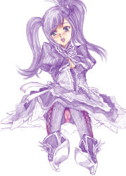 boots breasts cameltoe cleavage cleavage_cutout clothing_cutout cross-laced_clothes cross-laced_top crotchless crotchless_pantyhose feather_hair_ornament frilled_skirt frilled_sleeves frills gloves green_hair hair_ornament high_heels hosokawa_gracia panties pantyhose puffy_sleeves red_hair sengoku_musou sketch skirt twintails underboob underwear