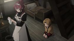 1boy 2girls animated audible_speech bed breasts dress english_audio glasses lillia_greyrat maid multiple_girls mushoku_tensei panties pervert rudeus_greyrat sound tagme underwear video white_panties