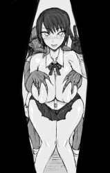 Rule 34 | 1boy, 1girl, breasts, grabbing, grabbing another&#039;s breast, groping, highres, huge breasts, ugly bastard