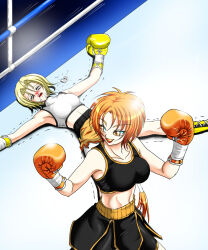 2girls boxing boxing_gloves boxing_ring catfight defeat k.o. multiple_girls santos tagme