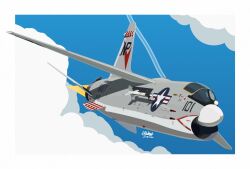 Rule 34 | aim-9 sidewinder, aircraft, airplane, artist name, border, cloud, commentary, day, f-8 crusader, fighter jet, highres, military, military vehicle, no humans, original, sky, spiny (spiny lobster), united states navy, vehicle focus, white border