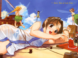 2boys 4girls armor barefoot barrel bdsm black_hair blonde_hair blush bondage bound bra brown_eyes brown_hair cape cloud copyright_name crate crown day facial_hair fairy fairy_tale_of_left_side flying fur-trimmed_cape fur_trim giant giantess gulliver&#039;s_travels gulliver_(eureka_seven) hair_bun halberd hidari_(left_side) king lingerie loli long_pointy_ears lying mini_person miniboy minigirl multiple_boys multiple_girls mustache on_floor on_side outdoors panties pointy_ears polearm red_cape red_carpet rope sailing_ship see-through_clothes ship ship_mast side-tie_panties size_difference sky smile standing tied_up_(nonsexual) underwear watercraft weapon wet wet_clothes