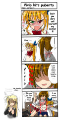 Rule 34 | 00s, 3girls, 4koma, blonde hair, comic, cool your head, fate testarossa, female focus, hard-translated, heterochromia, hina sasaki, lyrical nanoha, mahou shoujo lyrical nanoha, mahou shoujo lyrical nanoha strikers, multiple girls, spanked, spanking, takamachi nanoha, third-party edit, translated, vivio, white devil
