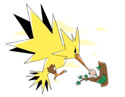 Rule 34 | bird, branch, closed eyes, cloud, commentary, commission, creature, creature focus, english commentary, flying, gen 1 pokemon, gen 7 pokemon, gotchibam, ko-fi commission, legendary pokemon, looking at another, looking down, nintendo, no humans, noses touching, pokemon, pokemon (creature), pokemon focus, rowlet, simple background, size difference, smile, standing, tree, white background, zapdos
