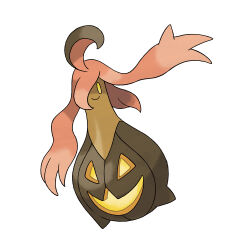 artist_request closed_mouth full_body gen_6_pokemon gourgeist hair_over_one_eye long_hair nintendo official_art orange_hair pokemon pokemon_(creature) pokemon_focus pokemon_xy prehensile_hair simple_background smile solo third-party_source white_background yellow_eyes