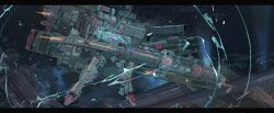 Rule 34 | absurdres, armor, armored core, armored core vi: fires of rubicon, balteus (armored core vi), blue armor, energy barrier, floating, gatling gun, gun, highres, mecha, mecha focus, missile pod, no humans, nslacka, robot, solo, thrusters, weapon