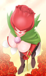 absurdres cape covered_eyes digimon digimon_(creature) flower highres lipstick makeup mask petals rosemon