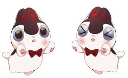 &gt;_&lt; animal animal_focus banken_(inui_toko) blush bow bowtie commentary_request nijisanji no_humans open_mouth red_bow red_bowtie shigure_(sigre) siblings simple_background twins white_background