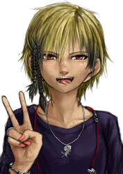 Rule 34 | 1girl, forked tongue, highres, kilye kairi, original, tagme, tomboy, tongue, v