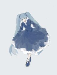 Rule 34 | 1girl, aqua eyes, aqua hair, blue dress, blue ribbon, blue shorts, bowing, clockworker&#039;s doll, collared dress, dress, evillious nendaiki, frilled dress, frills, hair between eyes, hair ribbon, hatsune miku, highres, houtei no nushi, long dress, long hair, long sleeves, ma (nth6nd8yrg32528), mary janes, master of the court (vocaloid), pale skin, petticoat, ribbon, shoes, shorts, sketch, skirt hold, solo, twintails, very long hair, vessel of sin, victorian, vocaloid