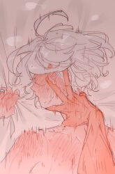 Rule 34 | 2girls, absurdres, bite mark, bite mark on shoulder, bluish gray cat, blush, commentary, ear blush, female pov, grey hair, gundam, gundam suisei no majo, hand blush, hand on another&#039;s neck, highres, implied sex, jewelry, miorine rembran, multiple girls, pov, ring, short hair, suletta mercury, sweat, wedding ring, wife and wife, yuri