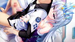 1boy 1girl \||/ armpit_crease arms_at_sides bare_shoulders barefoot belt black_shirt blue_sleeve_cuffs bottomless breast_press breasts breasts_on_another&#039;s_back breasts_out brooch brother_and_sister buttons censored closed_mouth clothed_sex clothes_pull collarbone collared_shirt colored_tips cowboy_shot detached_sleeves dmm dress dress_pull dutch_angle erection eyebrows_hidden_by_hair fantasy frilled_dress frilled_skirt frills from_side fumio_(ura_fmo) fur-trimmed_sleeves fur-trimmed_thighhighs fur_trim furrowed_brow game_cg gem gold_trim gradient_hair grey_hair grey_thighhighs grisaia_battlefield_barcarolle hair_between_eyes half-closed_eyes hand_on_another&#039;s_chest hand_on_another&#039;s_stomach hand_on_another&#039;s_waist handjob head_out_of_frame hug hug_from_behind incest indoors jewelry kazami_kazuki kazami_yuuji kneeling layered_sleeves leaning_forward leaning_on_person legs_apart light_blush long_eyelashes long_hair long_sleeves looking_at_another metal_belt mosaic_censoring multicolored_hair narrowed_eyes naughty_face nipples no_bra off-shoulder_dress off_shoulder official_art on_bed open_hands out_of_frame partially_undressed penis pink_eyes pocket purple_dress purple_overskirt purple_skirt purple_sleeves reach-around red_eyes seductive_smile shirt siblings sidelocks sitting skirt small_breasts smile sparkling_eyes swept_bangs thick_eyelashes thighhighs thighs third-party_source tiara tsurime two-tone_shirt v-shaped_eyebrows variant_set very_long_hair wavy_hair white_shirt white_trim yellow_gemstone zettai_ryouiki