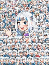 &gt;_&lt; +_+ 1girl :3 :o :p ;) ;d =_= @_@ absurdres ahoge animal_costume animal_ear_fluff animal_ears animal_hood averting_eyes bloop_(gawr_gura) blue_eyes blue_hoodie blue_nails blush cat_ears child clenched_teeth closed_eyes crazy crazy_eyes crying cube_hair_ornament ddolbang despair disgust excited fake_facial_hair fake_mustache food furrowed_brow gawr_gura gawr_gura_(1st_costume) grey_hair grimace hair_ornament half-closed_eyes hands_on_own_chin hands_on_own_knees hands_up happy hat highres holding holding_ice_cream_cone holding_phone hololive hololive_english holomyth hood hood_up hoodie hug hugging_object ice_cream ice_cream_cone long_hair long_sleeves looking_at_viewer looking_down looking_up middle_finger multicolored_hair multiple_expressions multiple_views o_o one_eye_closed open_mouth panicking parody phone pointing pointing_at_viewer reflect_(gawr_gura) sad santa_hat shark_costume shark_girl shark_hair_ornament shark_hood sharp_teeth sleepy smile smug squatting star-shaped_pupils star_(symbol) steepled_fingers streaked_hair streaming_tears stuffed_toy surprised suspenders symbol-shaped_pupils t_t tearing_up tears teeth tongue tongue_out two_side_up upper_teeth_only v virtual_youtuber wakuwaku_(spy_x_family) waving wavy_mouth |_|