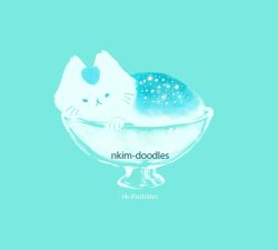 animated animated_gif aqua_background aqua_theme artist_name cat cup food food_focus glass green_background milk nadia_kim no_humans original simple_background
