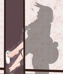 1boy 1girl animal_ears barefoot black_panties braid feet fuzzlogik hetero highres hololive long_hair motion_lines open_mouth panties panties_around_leg pekomama rabbit_ears rabbit_girl rabbit_tail sex soles standing standing_sex sweat tail tongue tongue_out trembling underwear virtual_youtuber