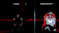 1futa 1girl 3d animated breasts cleavage english_text female_focus futa_with_female futanari honey_select_2 large_penis nipples penis sitting size_difference sound tagme talking testicles video walking