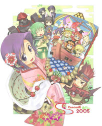 00s 2005 2girls 4boys :d =_= ^_^ animal_ears ardylia aty aty_(summon_night) bat_wings bel beret black_hair blonde_hair blue_eyes blue_hair blush boat brown_eyes brown_hair bulrell chibi closed_eyes crossover demon_tail everyone closed_eyes facial_mark fang fish flower food fur glasses green_eyes green_hair hair_flower hair_ornament hasaha hat headband horns japanese_clothes kimono kyle_(summon_night) le-o-ld long_hair looking_back magna mecha mitto multiple_boys multiple_girls nesty new_year open_mouth painting_(object) pointer pointy_ears purple_eyes purple_hair rabbit_ears red_eyes red_hair resi rexx robot sash scarf scarrel short_hair silver_hair smile sonolar spiked_hair staff strap summon_night summon_night_2 summon_night_3 tail toris tray watanuki_nao water watercraft wings yard yellow_eyes