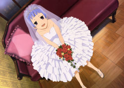 00s absurdres blunt_bangs bride dress highres kannagi nagi solo wedding_dress