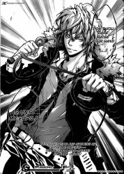 Rule 34 | amano akira, belt, blonde hair, dino cavallone, highres, jacket, katekyo hitman reborn!, male focus, necktie, pants, scan, shirt, short hair, t-shirt, weapon, whip
