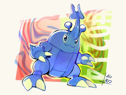 abstract_background claws gen_2_pokemon heracross highres nintendo no_humans pb_lauro pokemon pokemon_(creature) solo standing