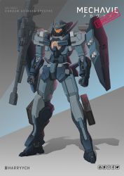 Rule 34 | clenched hands, commentary, commission, english commentary, facebook logo, fusion, gundam, gundam 00, gundam 00f, gundam astraea, gundam unicorn, harryych, highres, jesta, mecha, mobile suit, no humans, pixiv logo, robot, science fiction, shadow, shoulder cannon, solo, standing, twitter logo, v-fin, visor