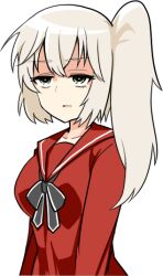 Rule 34 | 1girl, green eyes, long hair, mahou shoujo madoka magica, mahou shoujo oriko magica, mikuni oriko, school uniform, side ponytail, solo, sonohi210, white hair
