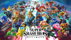 2018 absolutely_everyone absurdres animal_crossing bayonetta bayonetta_(series) bowser capcom captain_falcon charizard cloud_strife cover creatures_(company) diddy_kong donkey_kong donkey_kong_(series) everyone f-zero final_fantasy final_fantasy_vii fire_emblem fox_mccloud game_freak ganon ganondorf gen_1_pokemon highres ice_climber ice_climbers ike_(fire_emblem) inkling_player_character ivysaur kid_icarus kirby kirby_(series) konami legendary_pokemon link mario mario_(series) marth_(fire_emblem) mega_man_(character) mega_man_(series) metal_gear_(series) metroid mewtwo monkey mother_(series) mother_2 ness_(mother_2) nintendo official_art olimar pac-man pikachu pit_(kid_icarus) pokemon pokemon_(creature) princess_daisy princess_peach princess_zelda red_(pokemon) ridley ryu_(street_fighter) samus_aran shulk_(xenoblade) smash_ball solid_snake sonic_(series) sonic_the_hedgehog splatoon_(series) square_enix squirtle star_fox street_fighter super_mario_bros._1 super_smash_bros. the_legend_of_zelda the_legend_of_zelda:_breath_of_the_wild toon_link video_game_cover villager_(animal_crossing) wolf_o&#039;donnell xenoblade_chronicles_(series) xenoblade_chronicles_1 yoshi young_link