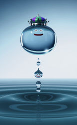 3d 3dai crown dragon_quest dripping king_slime_(dragon_quest) metal_king metal_slime no_humans obada parody slime_(dragon_quest) water