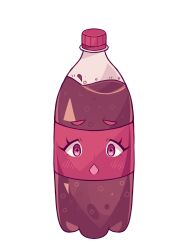 blush bottle chestnut_mouth cola commentary english_commentary highres kazumiskill looking_at_viewer no_humans objectification open_mouth original pink_eyes simple_background soda star-shaped_pupils star_(symbol) symbol-shaped_pupils thick_eyebrows white_background