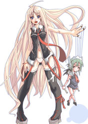 00s 2girls babydoll black_panties boots chachazero doll doll_joints evangeline_a.k._mcdowell joints long_hair looking_at_viewer mahou_sensei_negima! multiple_girls navel panties simple_background standing stomach thigh_boots thighhighs underwear vampire very_long_hair white_background
