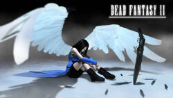 1girl black_hair dead_fantasy final_fantasy final_fantasy_viii gunblade long_hair made_in_2008 monty_oum rinoa_heartilly tagme weapon wings
