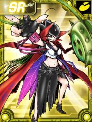 Rule 34 | 1girl, bancholilimon, banchou, belt, black eyes, boots, breasts, buckle, delinquent, digimon, female focus, lowres, monster girl, nail polish, plant, scar, school uniform, solo, vines, weapon, wings