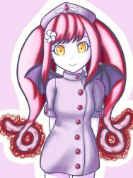 Rule 34 | bat wings, ebola-chan, flower, highres, nurse, pink hair, tagme, wings