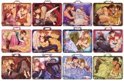 6+boys 6+girls abu_(aladdin) aladdin_(disney) aladdin_(movie) anna_(frozen) ariel_(disney) aurora_(disney) beast_(disney) beauty_and_the_beast_(disney) belle_(disney) black_hair blonde_hair blue_eyes box brown_hair chinese_clothes cinderella_(disney_character) cinderella_(disney_movie) couple dark-skinned_female dark-skinned_male dark_skin disney dress eric_(disney) fa_mulan_(disney) flower frozen_(disney) hanfu hercules_(disney) hetero highres in_box in_container jane_porter jasmine_(disney) long_hair makeup megara_(disney) mizala mulan_(movie) multiple_boys multiple_girls ponytail prince prince_adam_(disney) prince_charming_(disney) prince_naveen purple_eyes rapunzel_(disney) sebastian_(disney) sleeping_beauty_(disney) smile stuck_in_a_box suitcase tangled tarzan_(disney) tarzan_(disney_movie) the_little_mermaid_(disney) the_princess_and_the_frog tiana_(the_princess_and_the_frog) very_long_hair walt_disney&#039;s_peter_pan wendy_darling