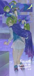 2girls absurdres ass bare_legs blue_eyes boots breasts cape falling fire_emblem fire_emblem:_the_blazing_blade green_hair headband highres lyn_(fire_emblem) medium_breasts multiple_girls nino_(fire_emblem) nintendo no_panties non-web_source see-through_clothes skirt tripping upskirt wet white_skirt