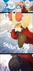 ! ... 1boy 2girls absurdres animal_ear_fluff animal_ears animal_nose beach black_fur body_fur bow bow_panties breasts brionne closed_eyes clothes_lift collarbone commentary delphox dodudoru english_commentary english_text expressionless fang feet_out_of_frame flying_sweatdrops fox_ears fox_tail furry furry_female gen_6_pokemon gen_7_pokemon groin highres medium_breasts multicolored_fur multiple_girls multiple_views navel nintendo ocean orange_fur panties pokemon red_fur red_nose skin_fang skindentation skirt skirt_lift smile snout sound_effects sweatdrop tail underwear upper_body water white_fur white_panties yellow_fur