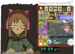 brown_hair computer_keyboard computer_mouse english_text flcl flower galinbookshelf headphones lego livestream mario_(series) nintendo pikmin_(series) plants_vs_zombies qui-gon_jinn sailor_collar samejima_mamimi star_(symbol) star_wars sunflower_(plants_vs_zombies) the_sims